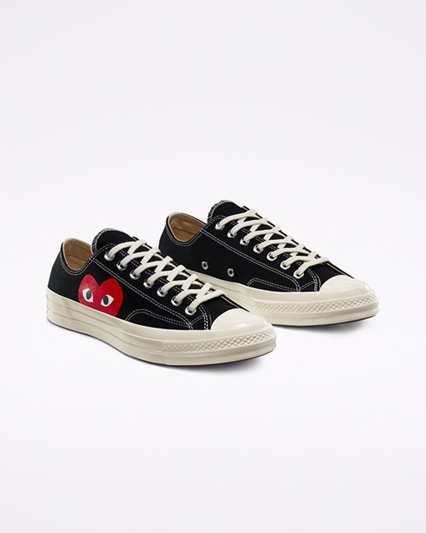 Zapatillas Bajas Converse x Comme des Garçons PLAY Chuck 70 Hombre Negras Blancas Rojas | PE W2EP54